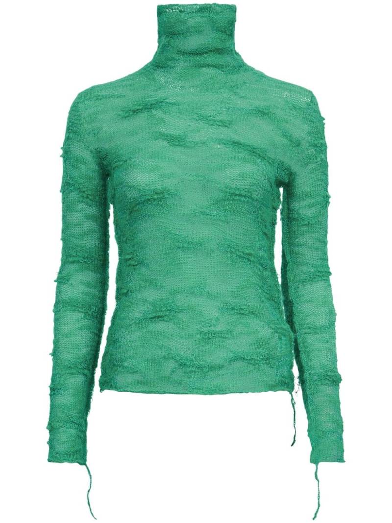 MM6 Maison Margiela semi-sheer roll-neck jumper - Green von MM6 Maison Margiela