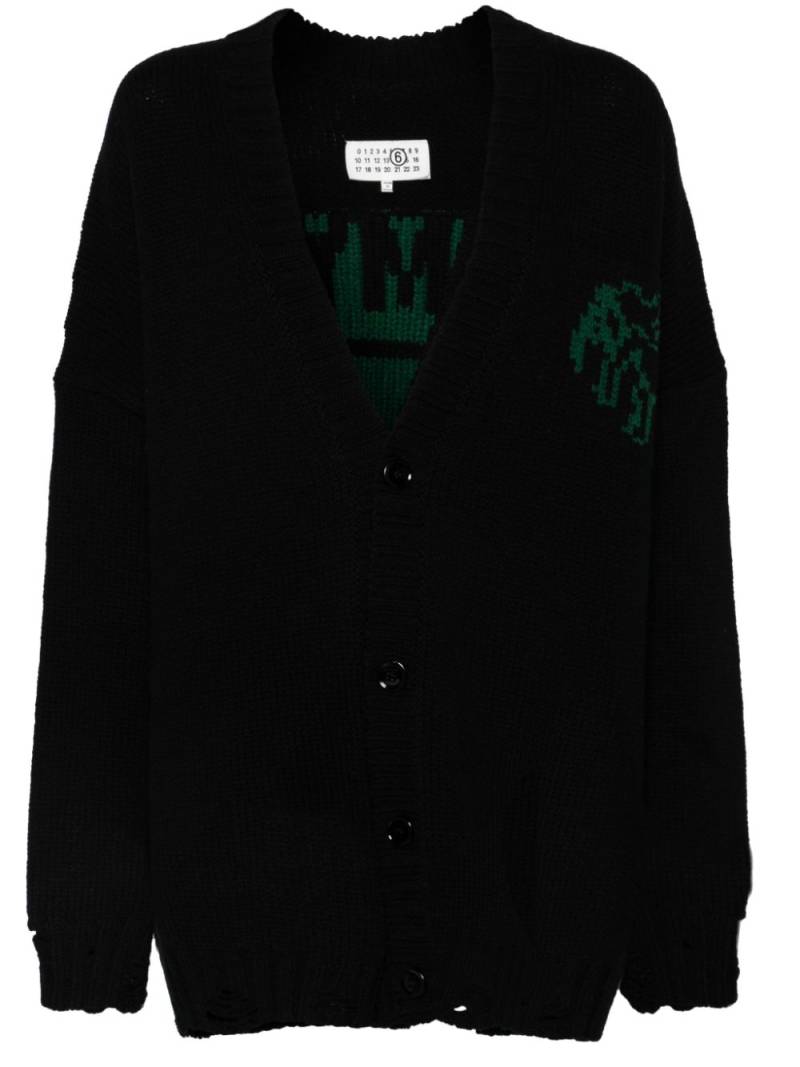 MM6 Maison Margiela single stitch-logo cardigan - Black von MM6 Maison Margiela