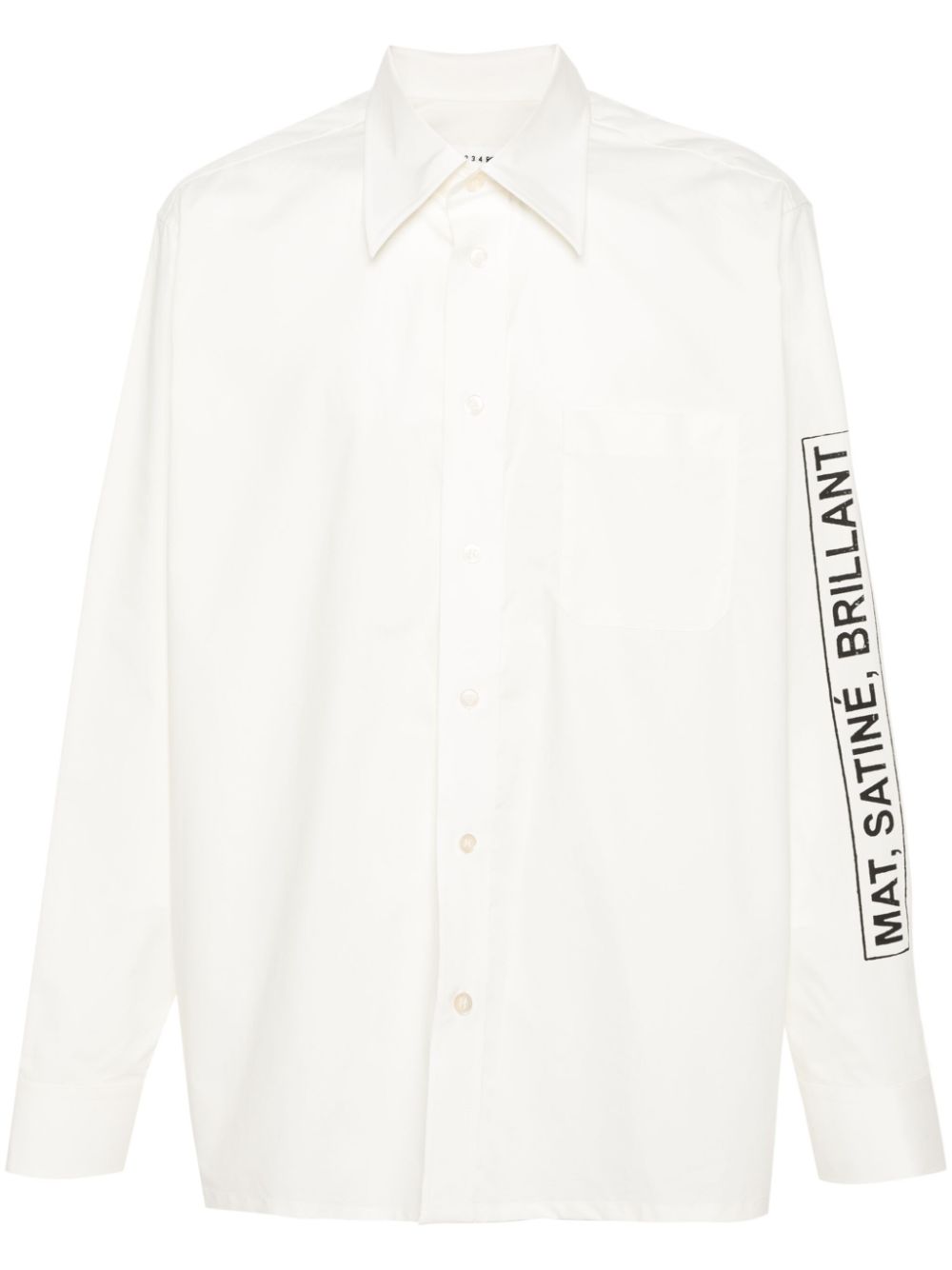 MM6 Maison Margiela slogan-print poplin shirt - Neutrals von MM6 Maison Margiela