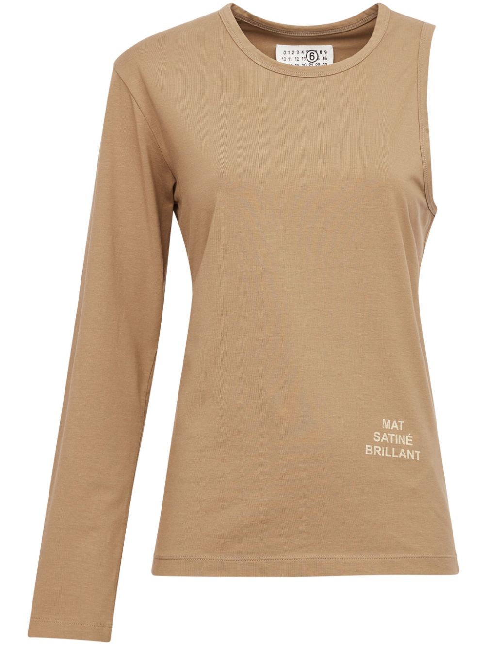 MM6 Maison Margiela slogan-print single-sleeve T-shirt - Neutrals von MM6 Maison Margiela