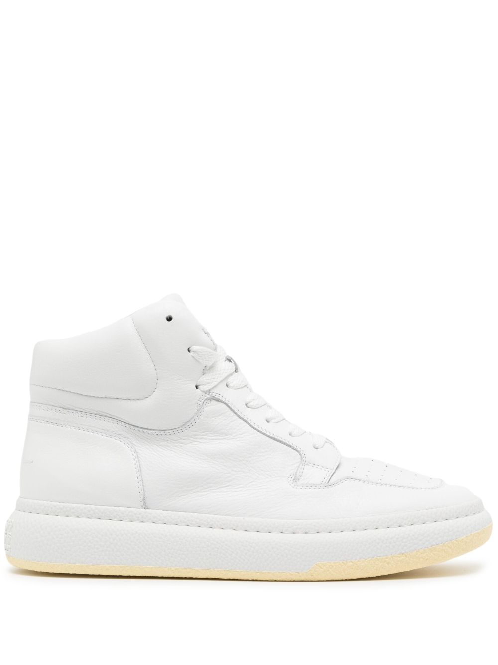 MM6 Maison Margiela square-toe leather high-top sneakers - White von MM6 Maison Margiela