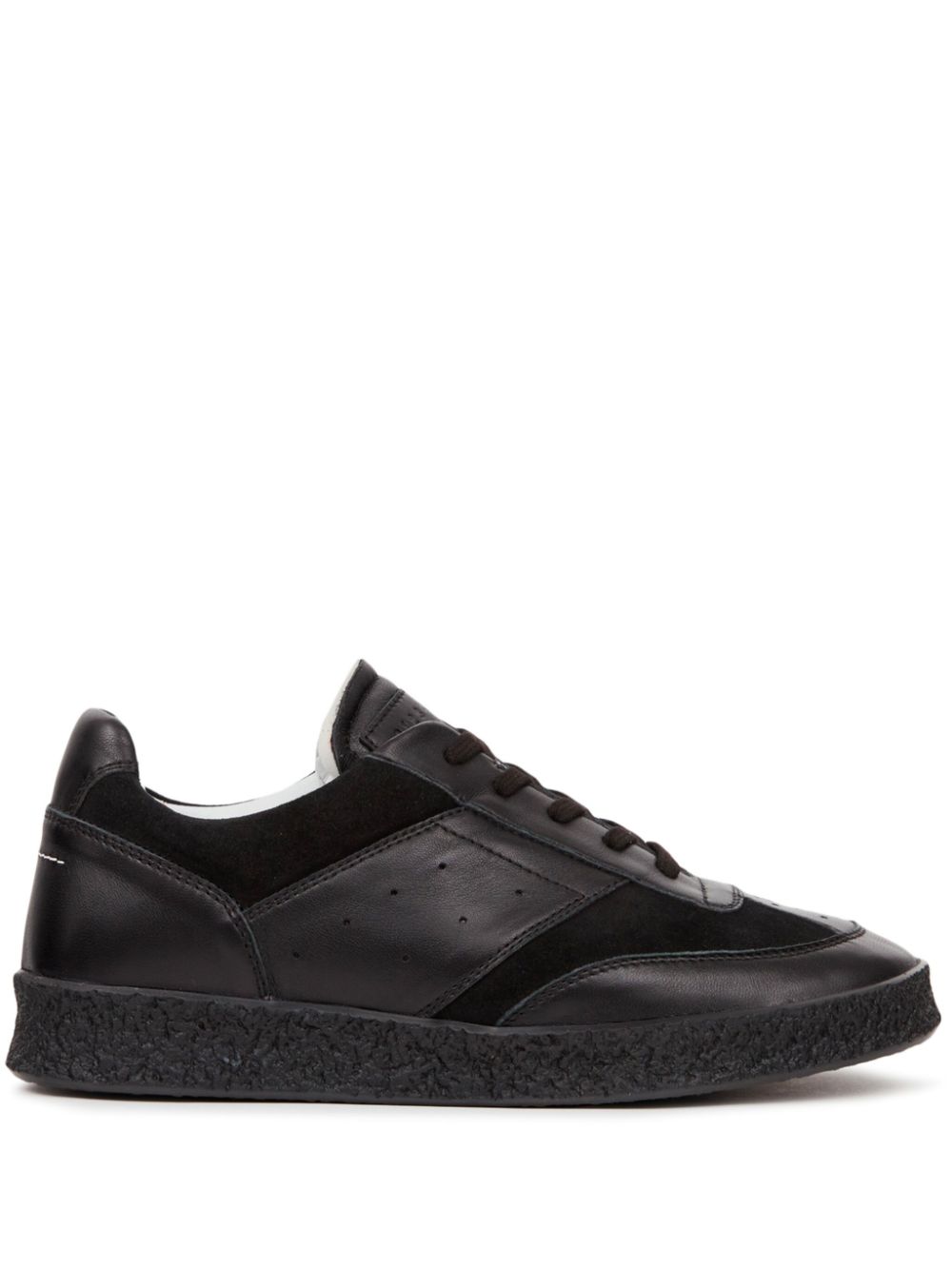 MM6 Maison Margiela stitch-logo leather sneakers - Black von MM6 Maison Margiela