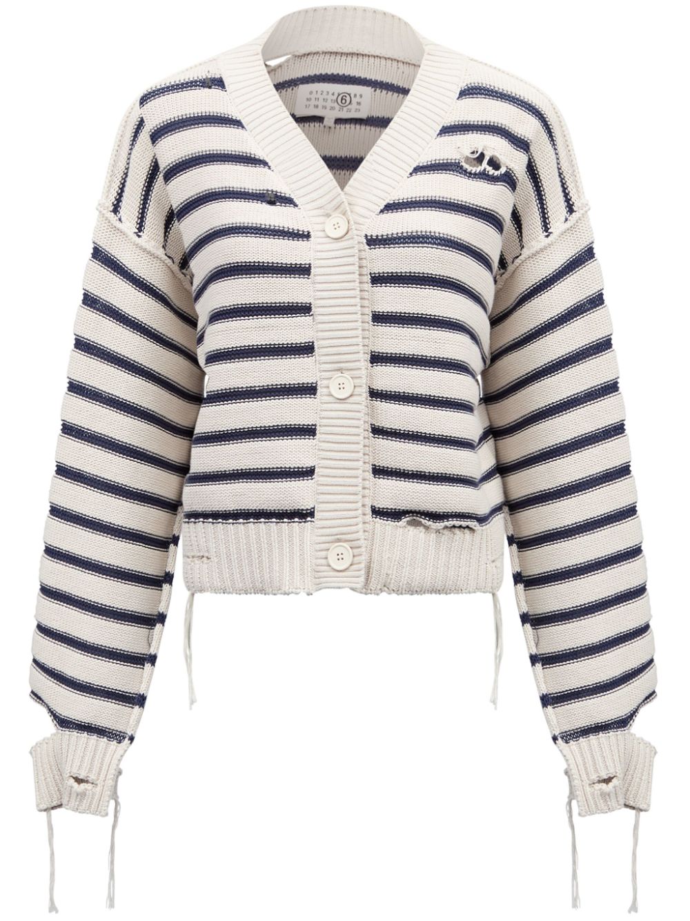 MM6 Maison Margiela striped cotton knit cardigan - White von MM6 Maison Margiela