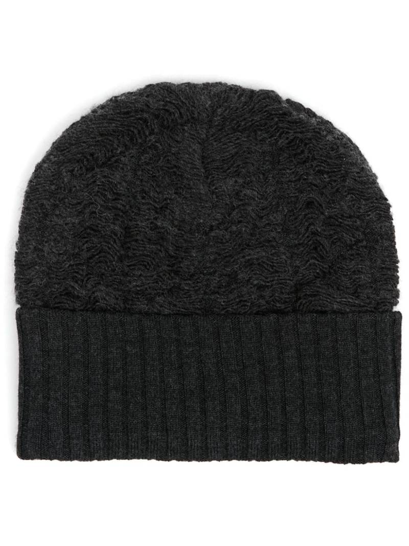 MM6 Maison Margiela turn up-brim textured beanie - Grey von MM6 Maison Margiela