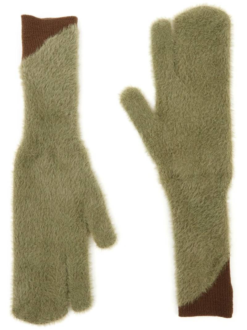 MM6 Maison Margiela two-tone faux-fur gloves - Green von MM6 Maison Margiela