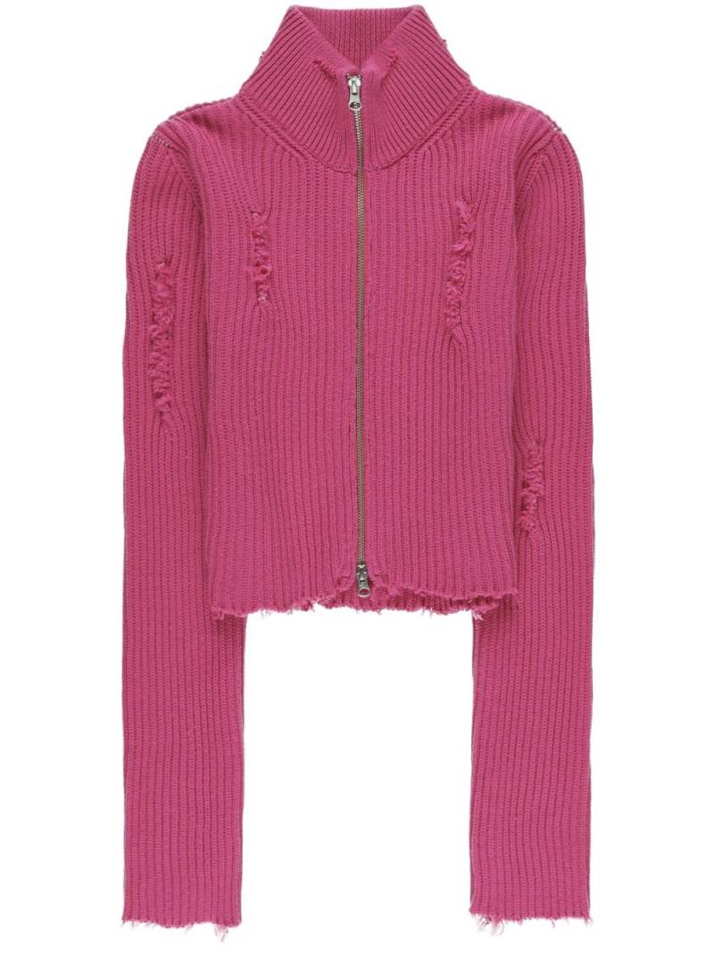 MM6 Maison Margiela zip-up cropped cardigan - Pink von MM6 Maison Margiela