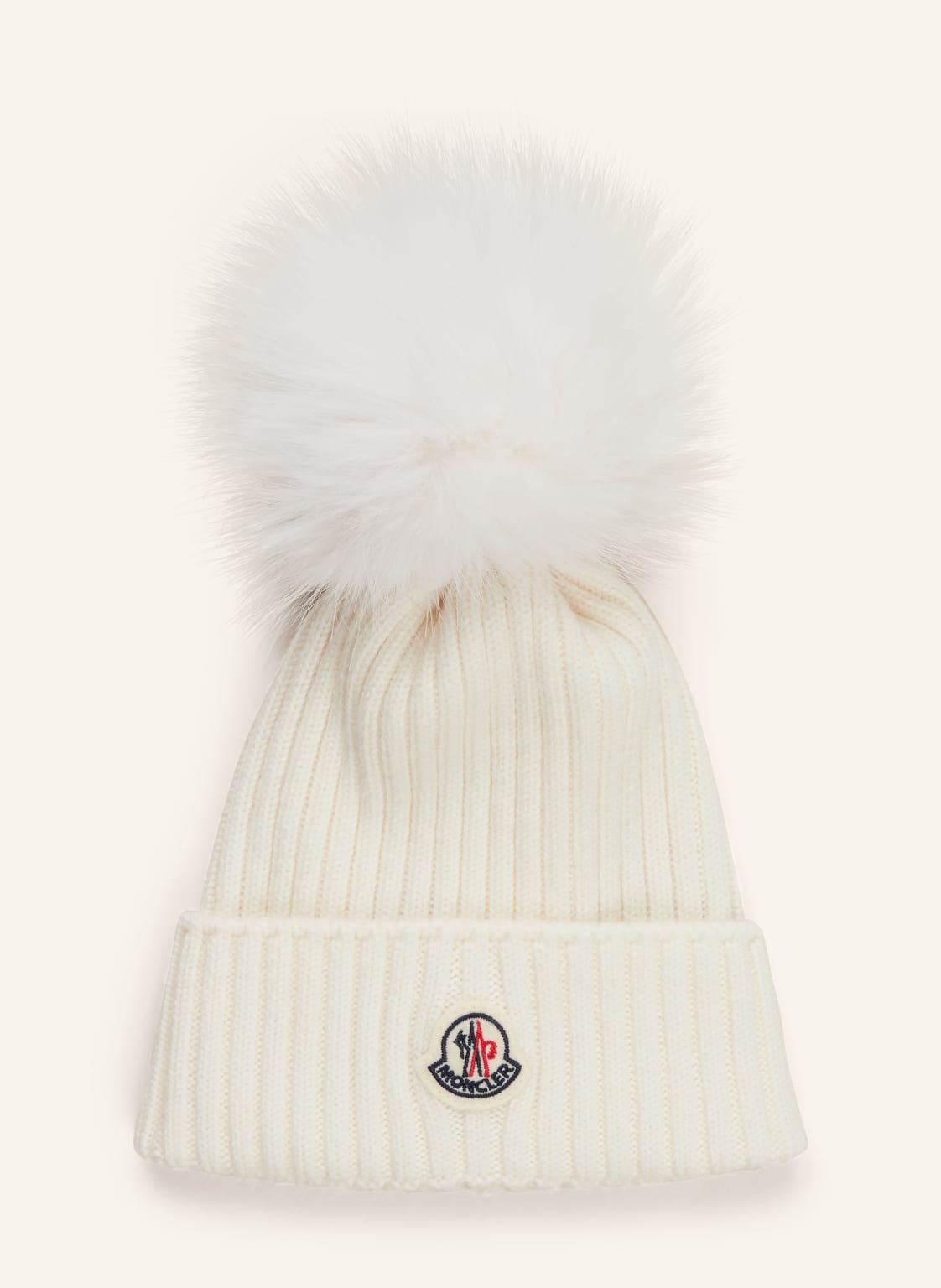 Moncler Enfant Mütze Mit Kunstpelz-Bommel beige von MONCLER enfant