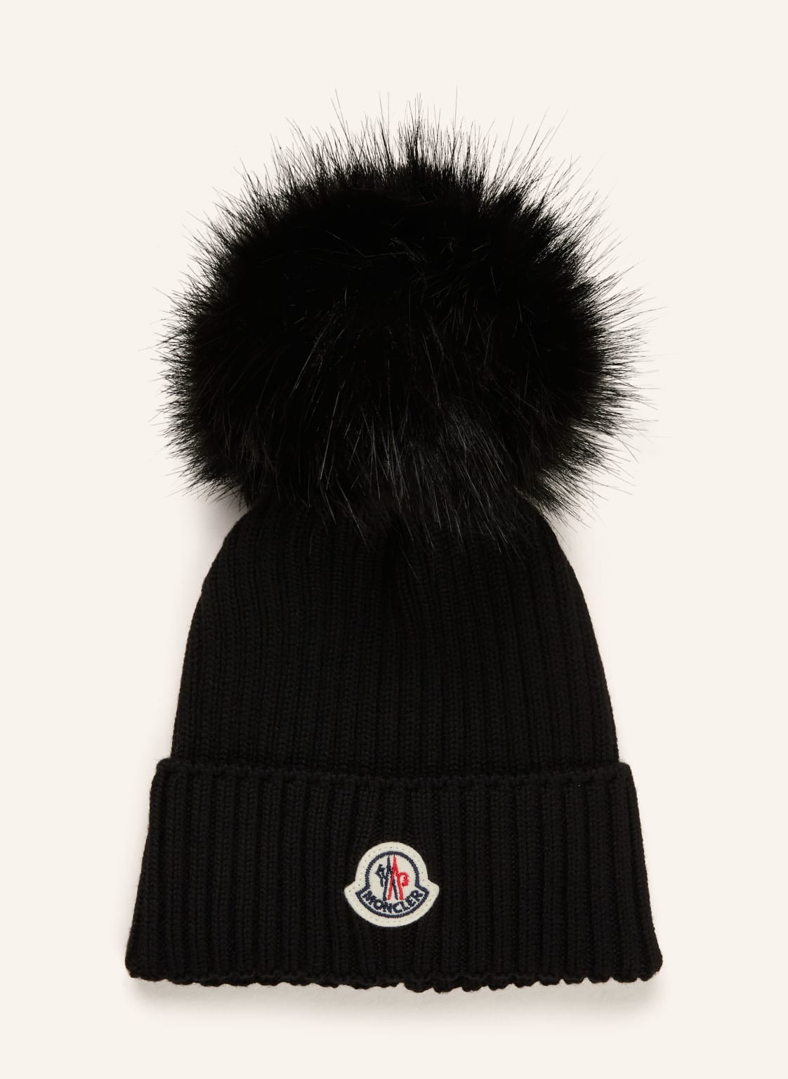 Moncler Enfant Mütze Mit Kunstpelz-Bommel schwarz von MONCLER enfant