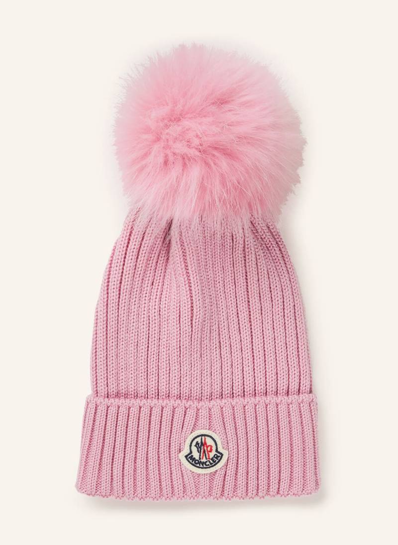 Moncler Enfant Mütze Mit Kunstpelzbommel rosa von MONCLER enfant