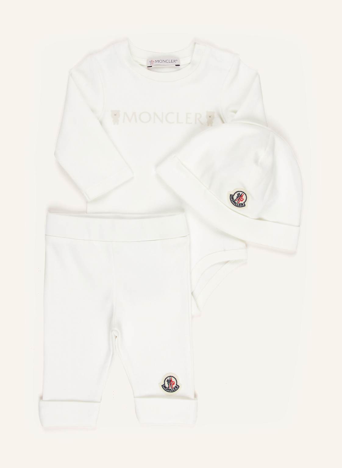 Moncler Enfant Set: Body, Hose Und Mütze weiss von MONCLER enfant