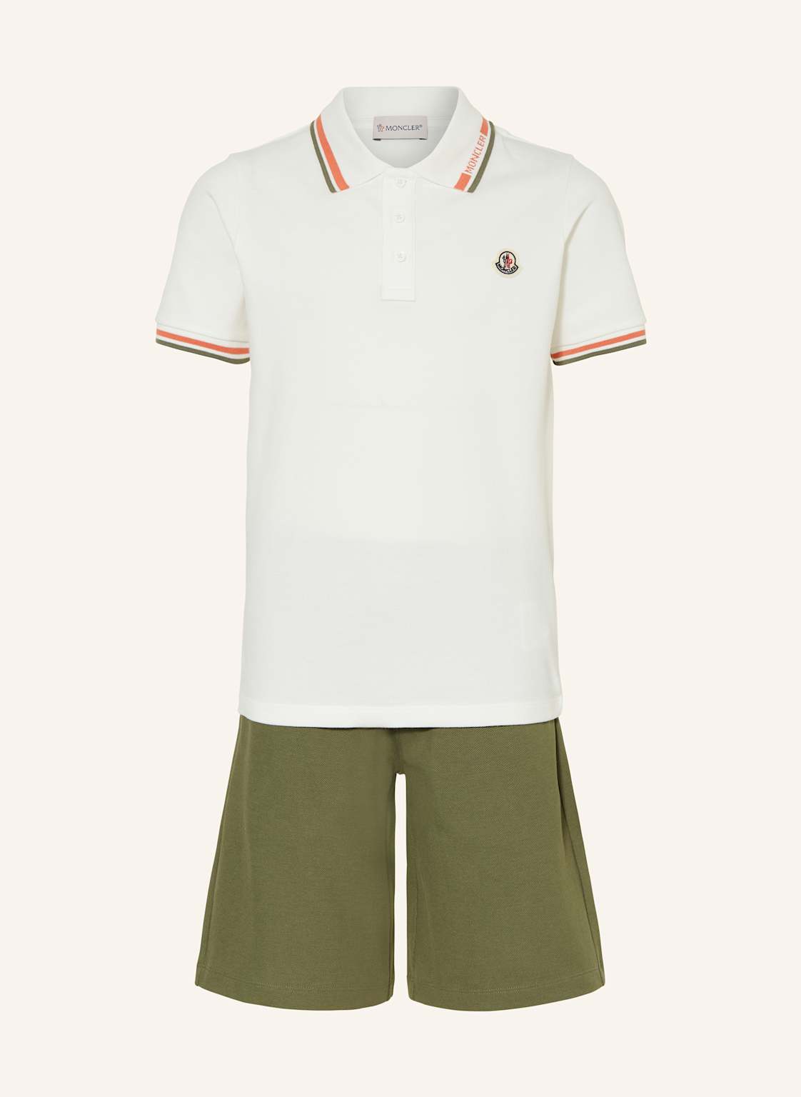 Moncler Enfant Set: Piqué-Poloshirt Und Piqué-Shorts gruen von MONCLER enfant