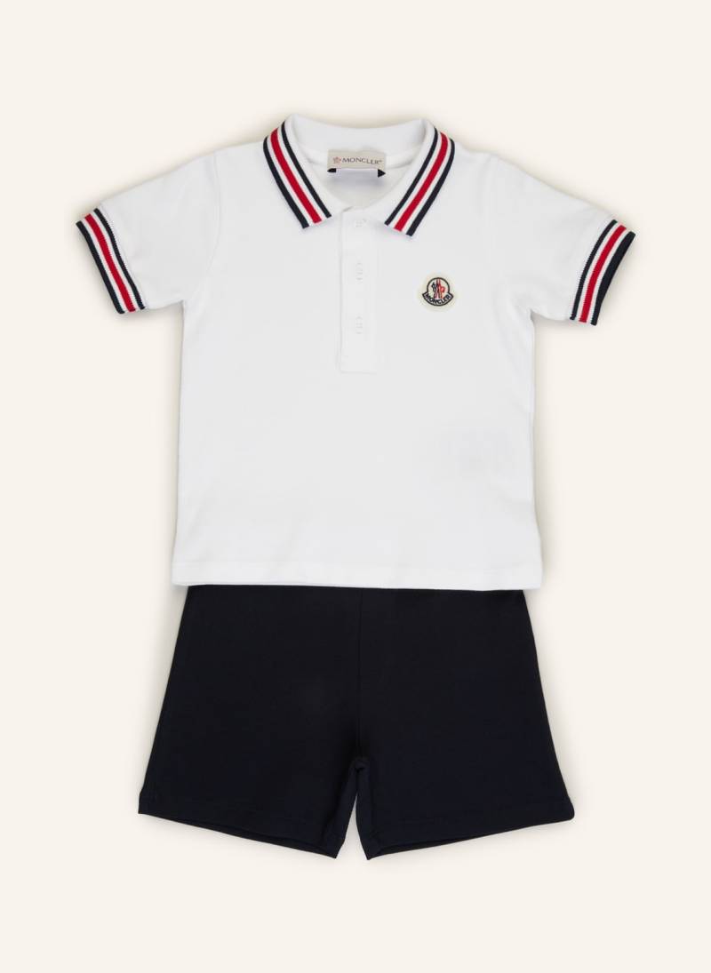 Moncler Enfant Set: Piqué-Poloshirt Und Shorts weiss von MONCLER enfant