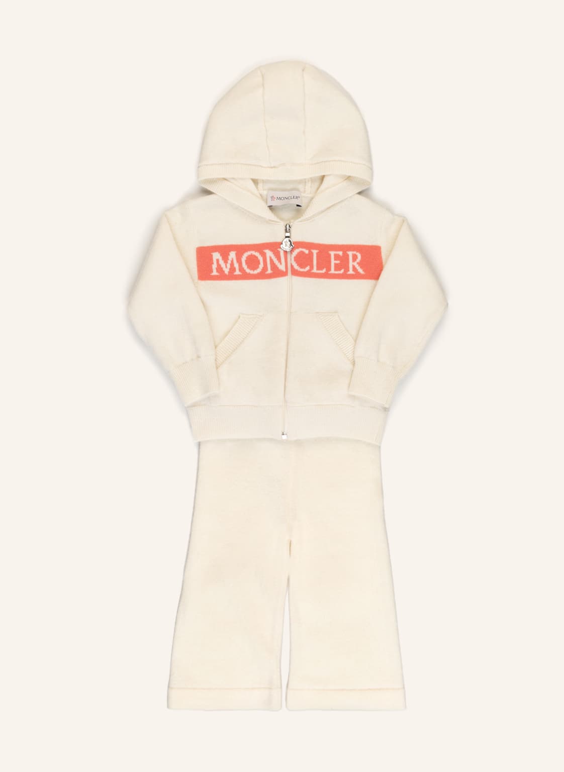 Moncler Enfant Set: Strick-Hoodie Und Hose beige von MONCLER enfant