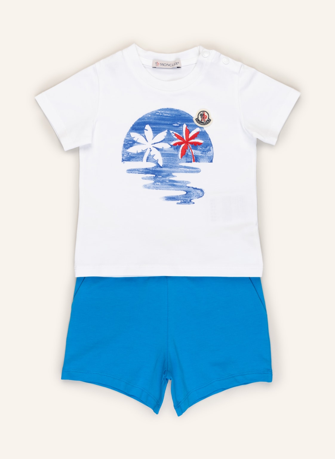 Moncler Enfant Set: T-Shirt Und Shorts weiss von MONCLER enfant