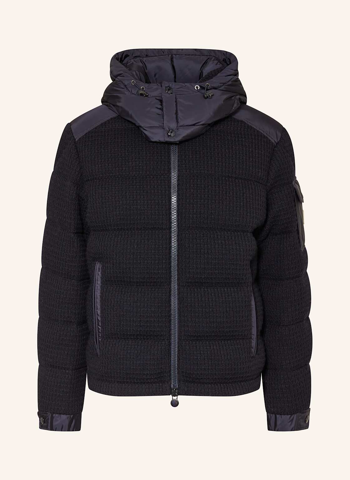 Moncler Daunenjacke Im Materialmix Mit Abnehmbarer Kapuze blau von MONCLER