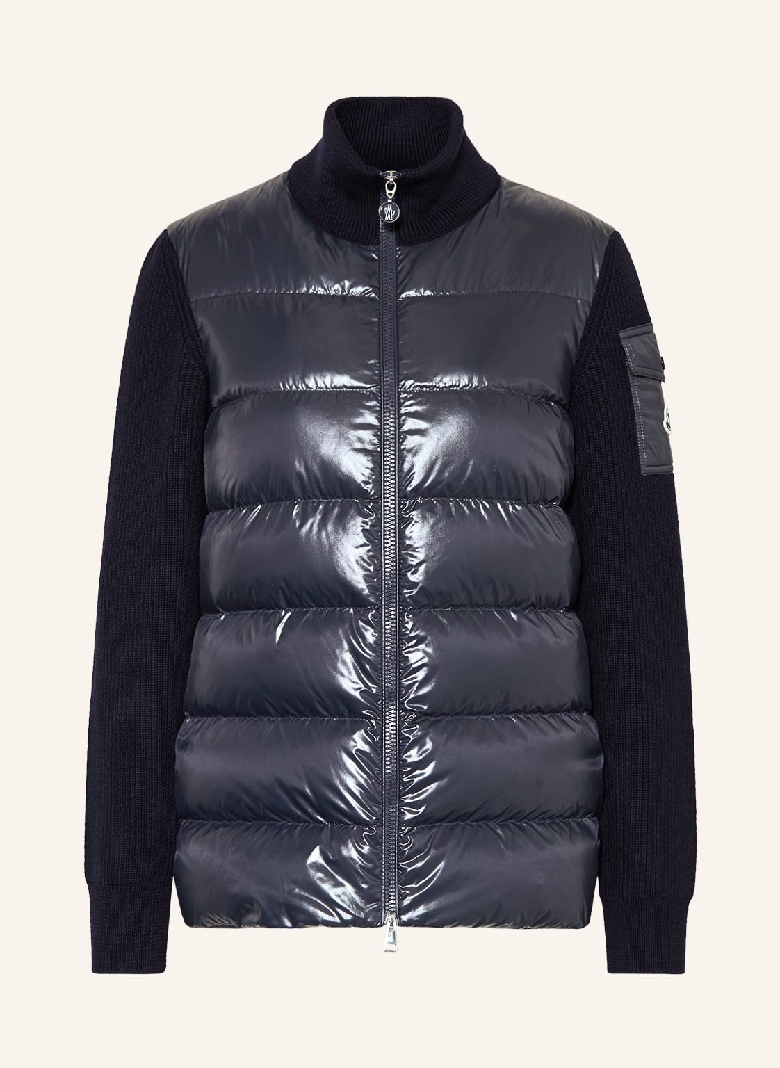 Moncler Daunenjacke Im Materialmix blau von MONCLER