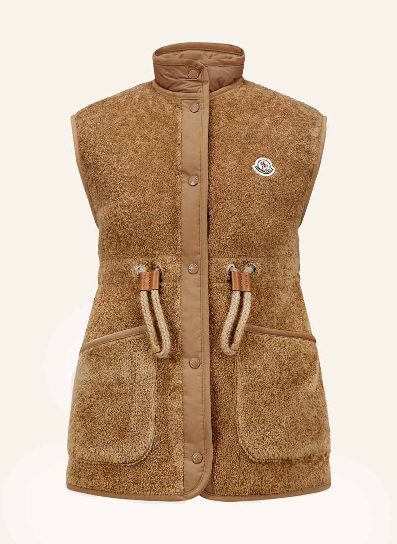 Moncler Daunenweste Bost Mit Teddyfell beige von MONCLER