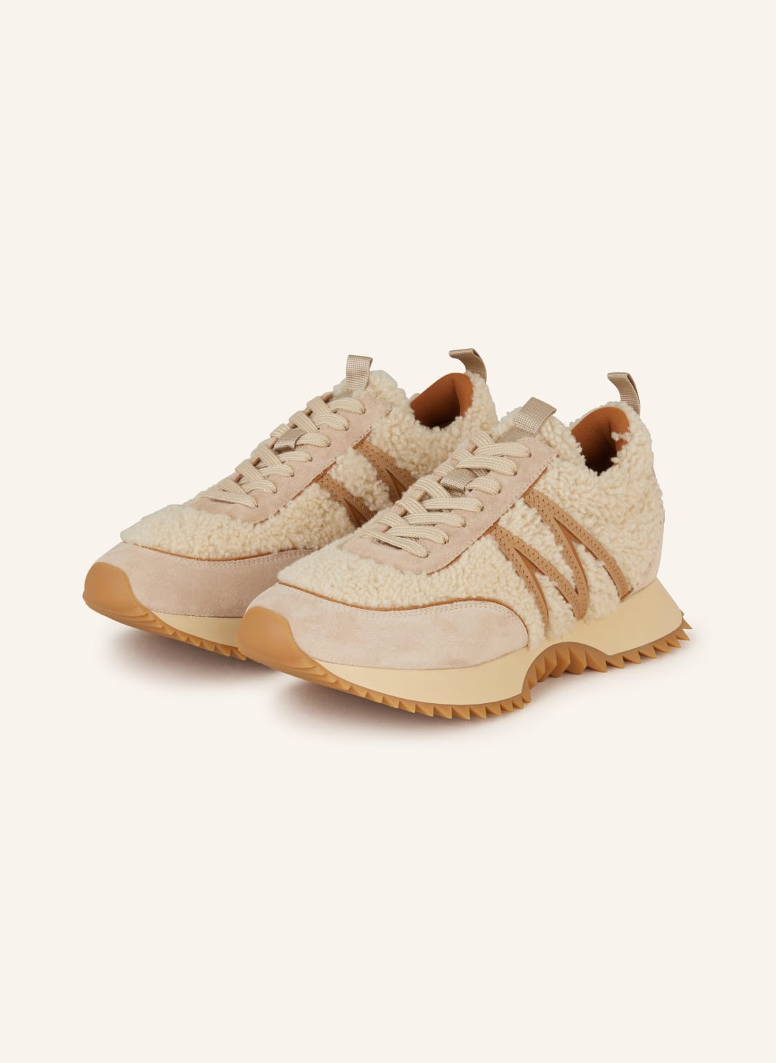 Moncler Sneaker Pacey Mit Kunstfell beige von MONCLER