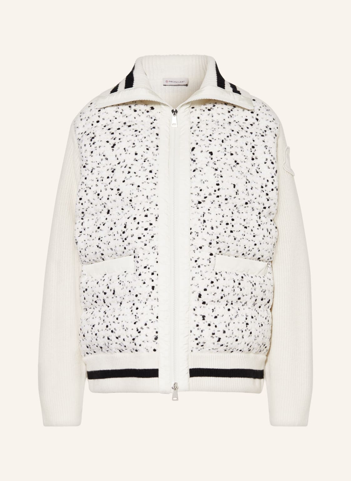 Moncler Strickjacke Im Materialmix weiss von MONCLER