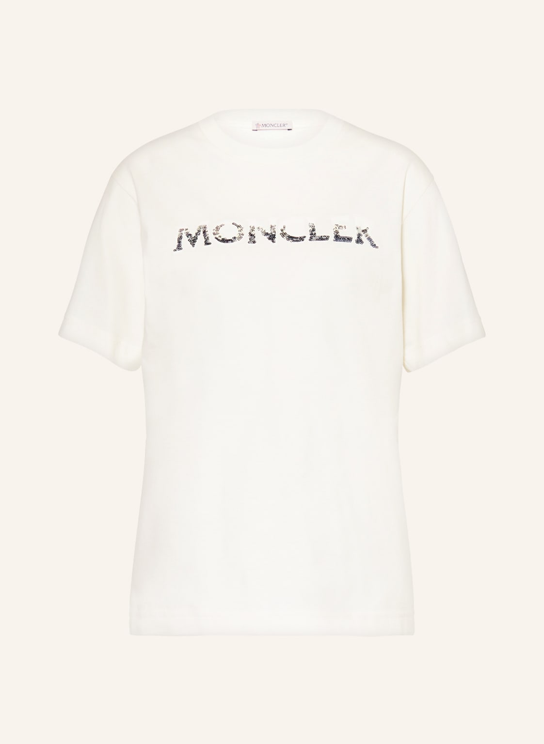 Moncler T-Shirt Mit Pailletten weiss von MONCLER