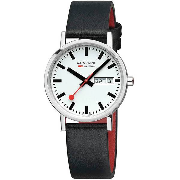 MONDAINE Classic 36, Bahnhofsuhr Tag+Datum von MONDAINE