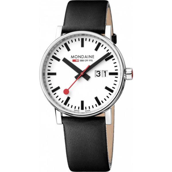 MONDAINE Evo2 40, Bahnhofsuhr, Big Date, Saphirglas von MONDAINE