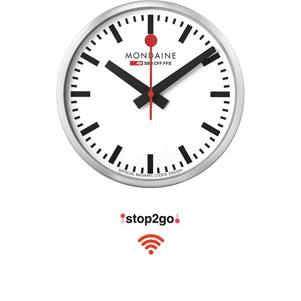 MONDAINE Wall Clock, SBB Bahnhofswanduhr Stop2Go WiFi von MONDAINE