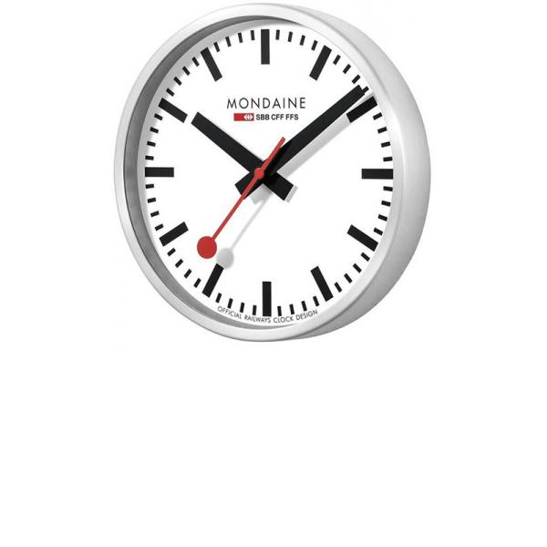 MONDAINE Wall Clock, SBB Bahnhofswanduhr, silber/weiss von MONDAINE