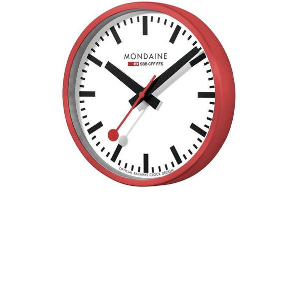 MONDAINE Wall Clock, SBB Bahnhofswanduhr, rot/weiss von MONDAINE