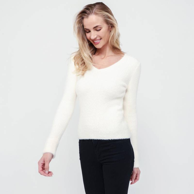 Morgan - Pullover, V-Neck, für Damen, Elfenbein, Größe M von Morgan