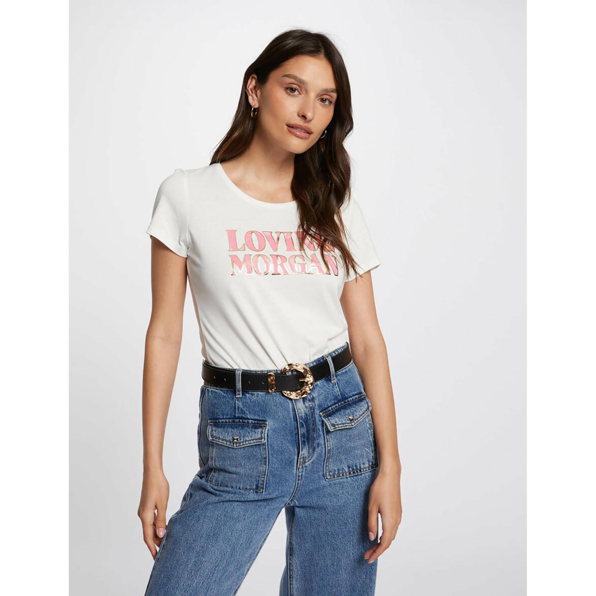 T-shirt Damen Ecru L von MORGAN