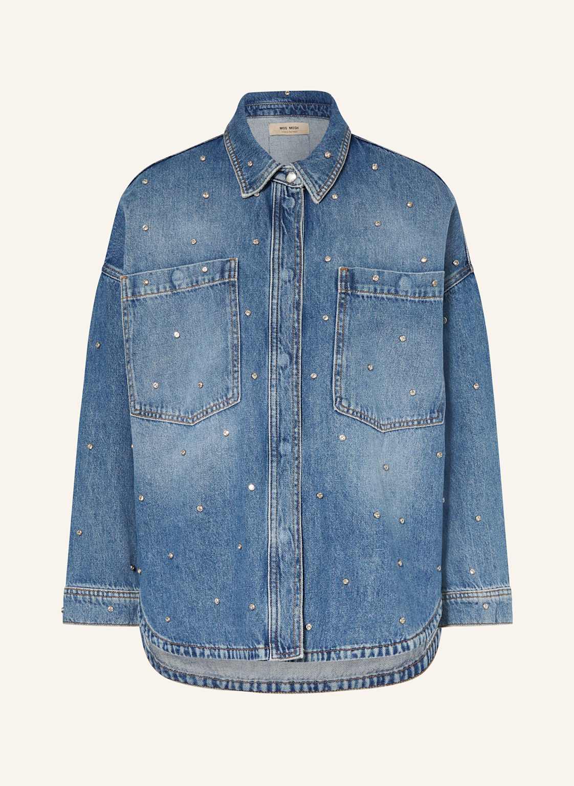 Mos Mosh Oversized-Jeansjacken Mmemme Mit Schmucksteinbesatz blau von MOS MOSH