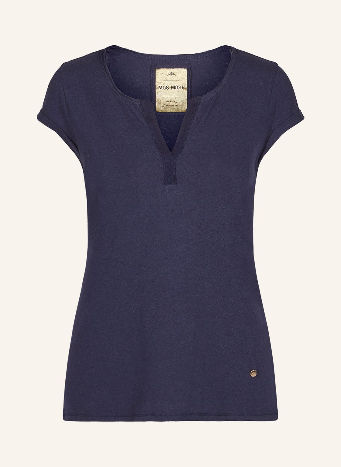 Mos Mosh T-Shirt Troy Mit Leinen blau Mos Mosh T-Shirt Troy Mit Leinen blau von MOS MOSH