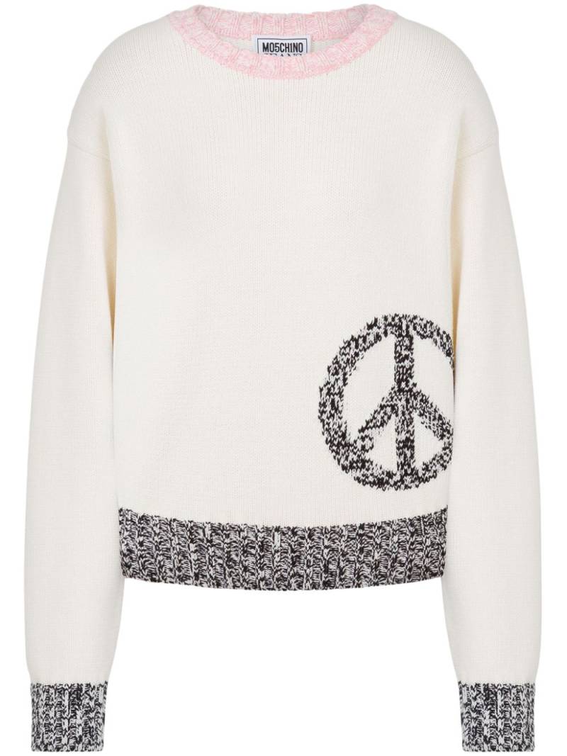 MOSCHINO JEANS Peace intarsia jumper - White von MOSCHINO JEANS