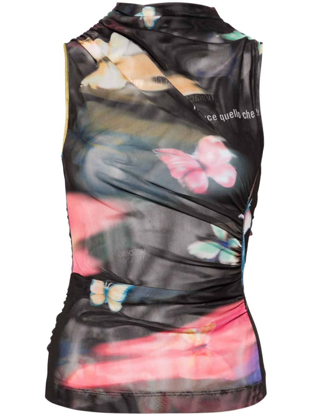 MOSCHINO JEANS butterfly-print mesh tank top - Black von MOSCHINO JEANS