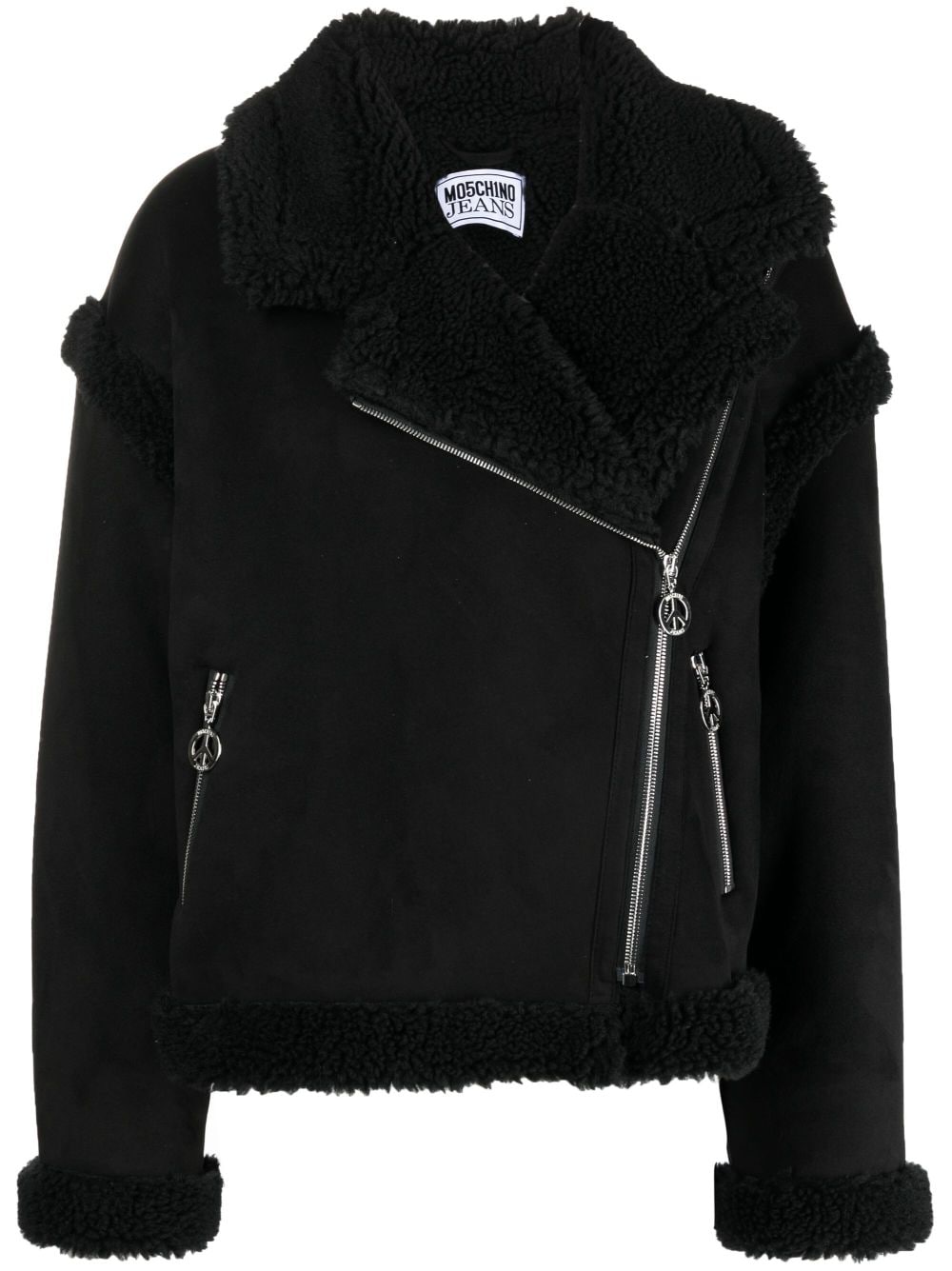 MOSCHINO JEANS contrasting-fleece suede jacket - Black von MOSCHINO JEANS