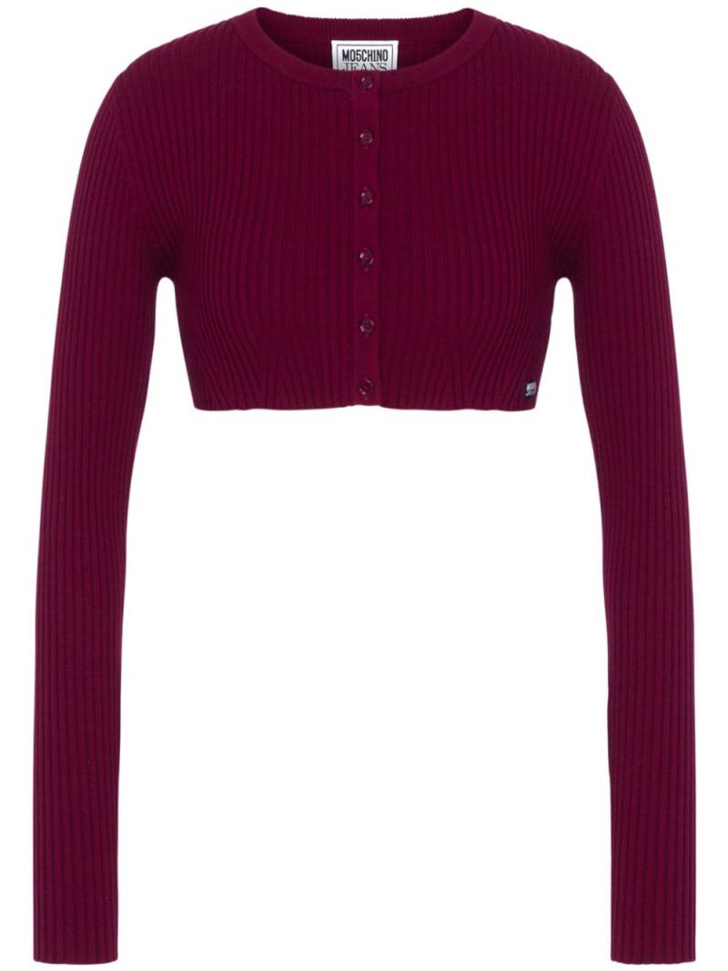 MOSCHINO JEANS cropped ribbed knit cardigan - Purple von MOSCHINO JEANS