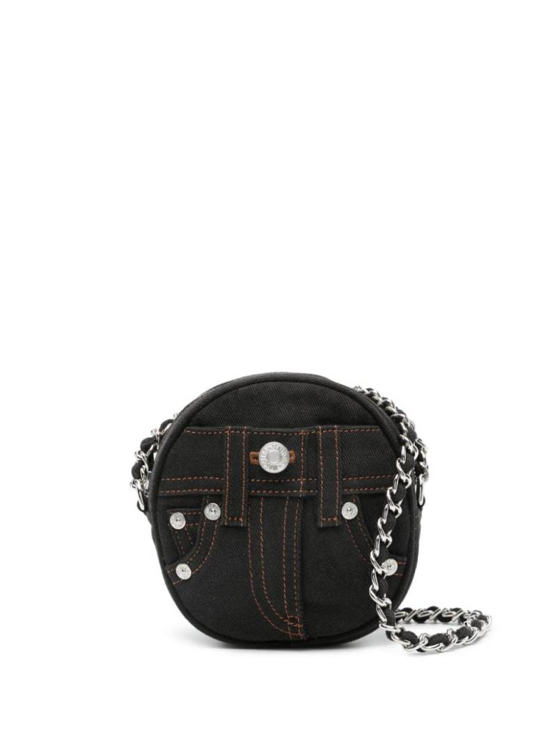 MOSCHINO JEANS decorative stitching denim shoulder bag - Black von MOSCHINO JEANS