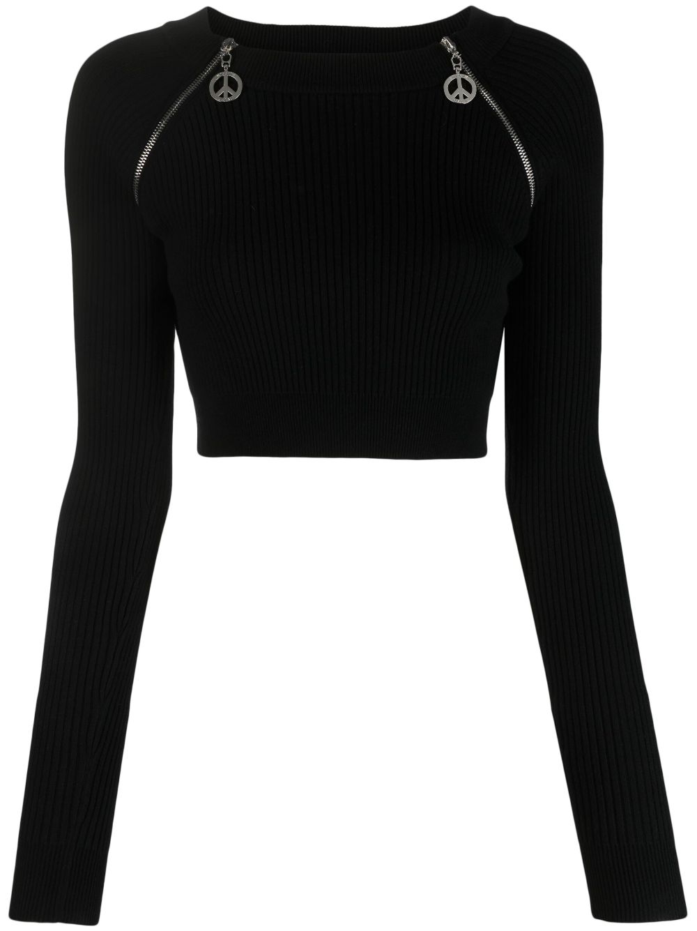 MOSCHINO JEANS decorative-zip detailing cropped top - Black von MOSCHINO JEANS