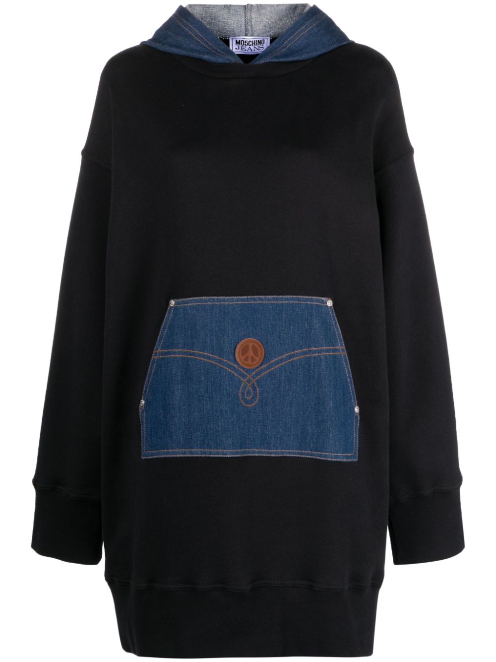 MOSCHINO JEANS denim-details hooded dress - Black von MOSCHINO JEANS