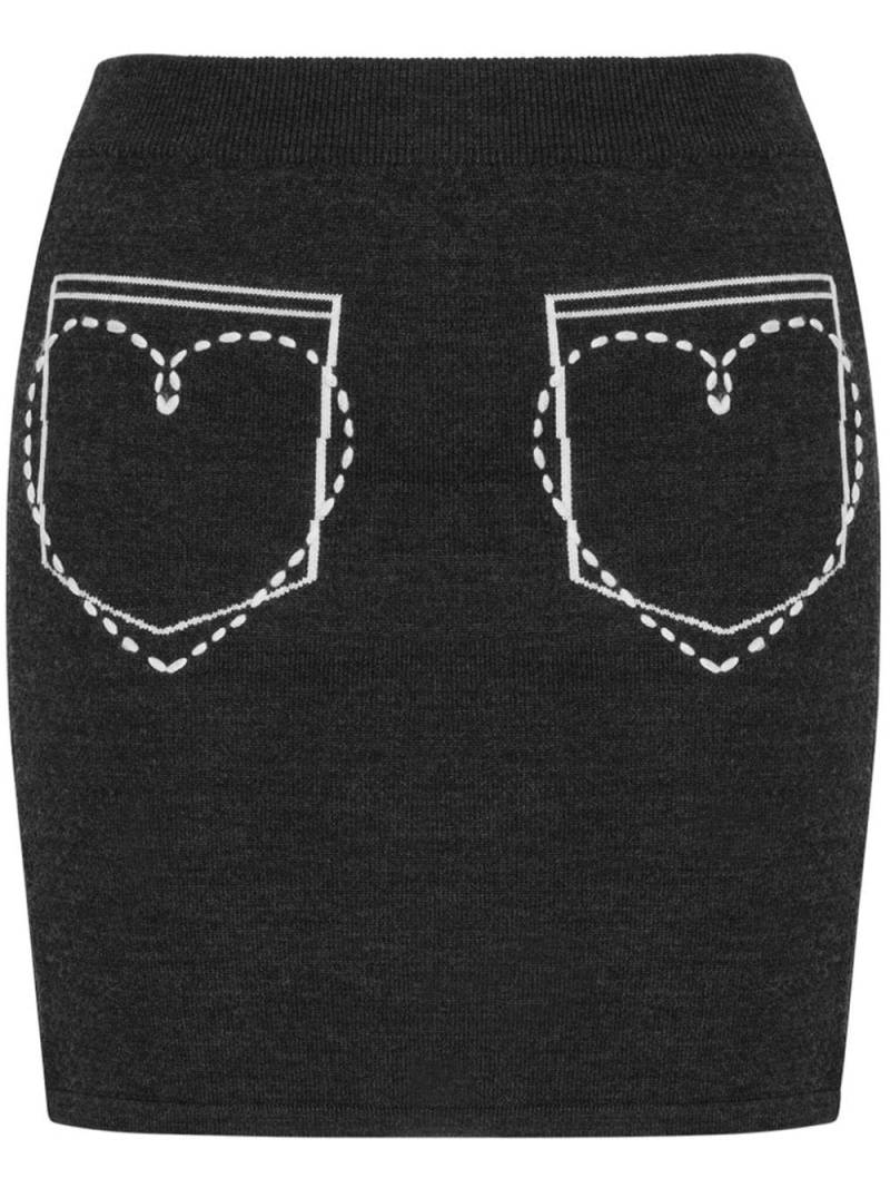 MOSCHINO JEANS embroidered wool miniskirt - Black von MOSCHINO JEANS