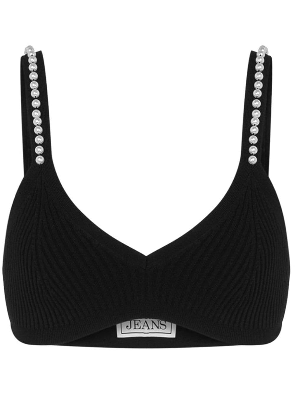 MOSCHINO JEANS faux-pearl embellished knitted bra - Black von MOSCHINO JEANS