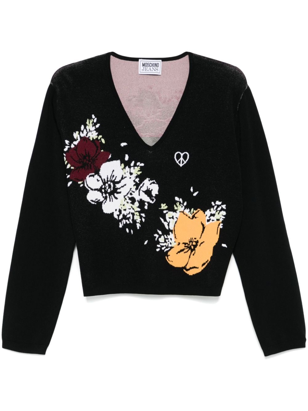 MOSCHINO JEANS floral-intarsia sweater - Black von MOSCHINO JEANS