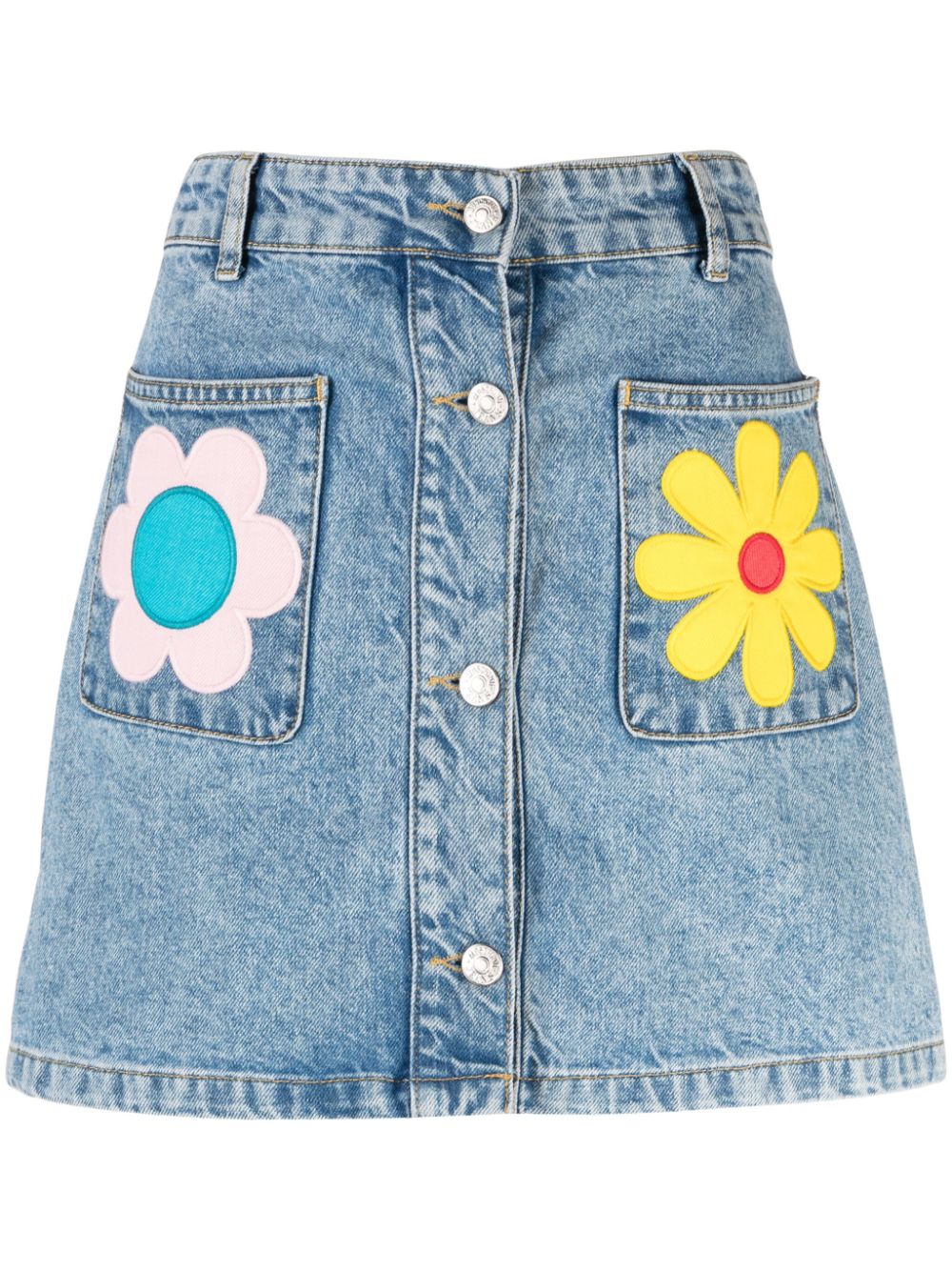 MOSCHINO JEANS floral-patches denim miniskirt - Blue von MOSCHINO JEANS