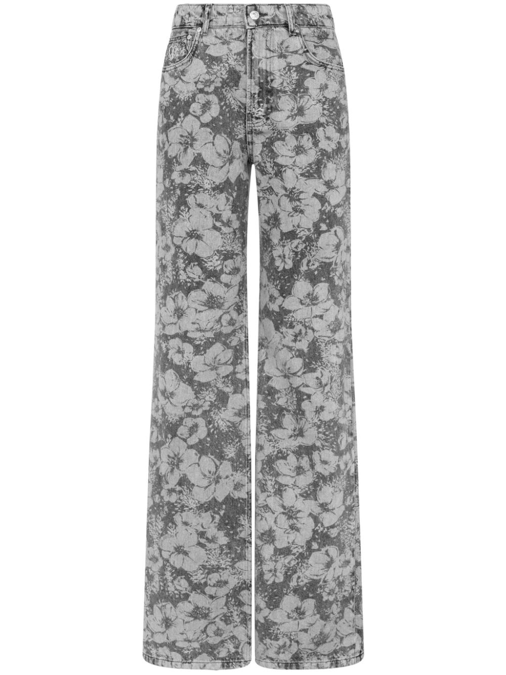 MOSCHINO JEANS floral print cotton trousers - Grey von MOSCHINO JEANS