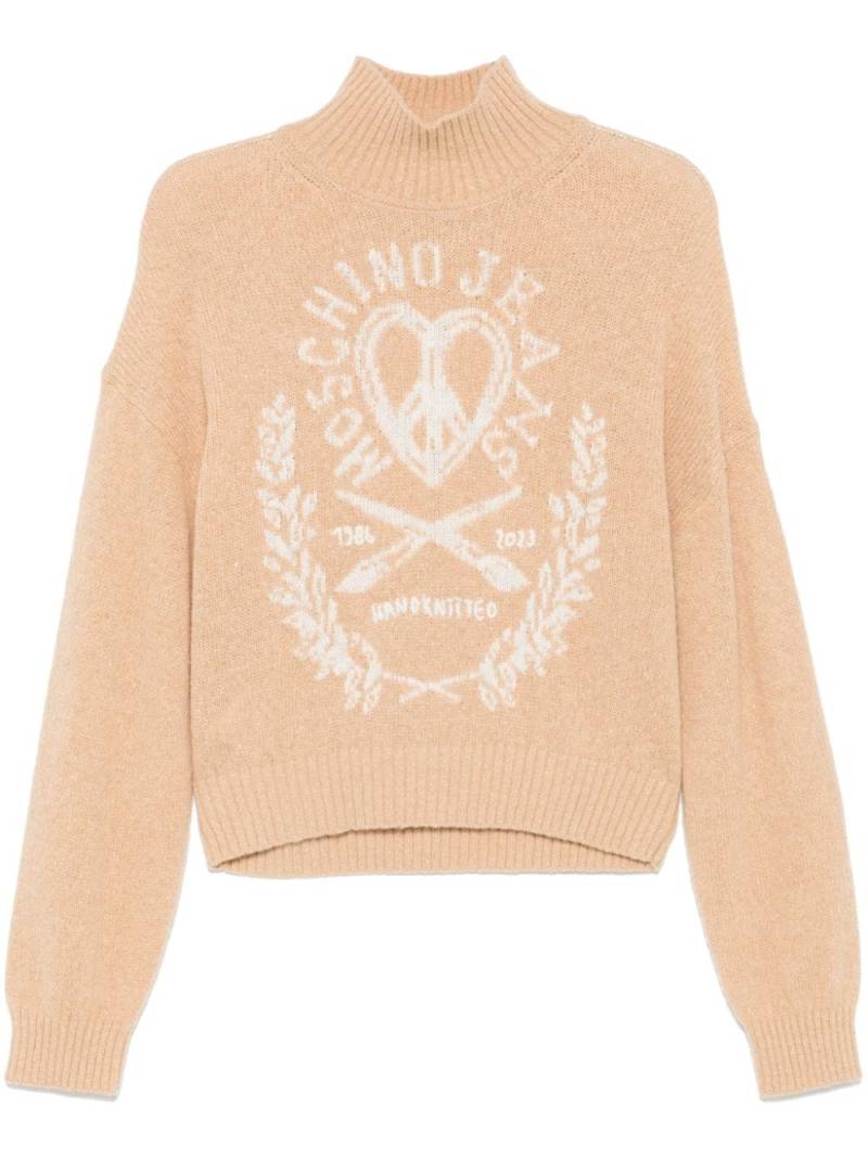 MOSCHINO JEANS intarsia-logo sweater - Neutrals von MOSCHINO JEANS