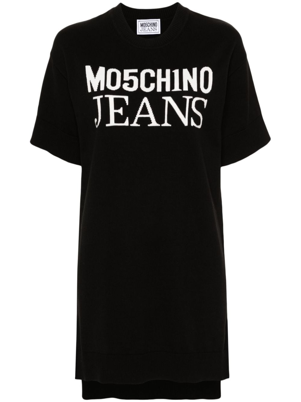 MOSCHINO JEANS jacquard-logo knitted mini dress - Black von MOSCHINO JEANS