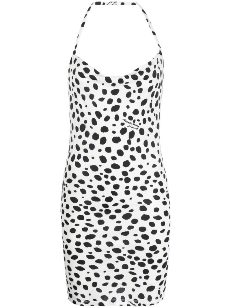 MOSCHINO JEANS leopard-print shawl-collar minidress - White von MOSCHINO JEANS