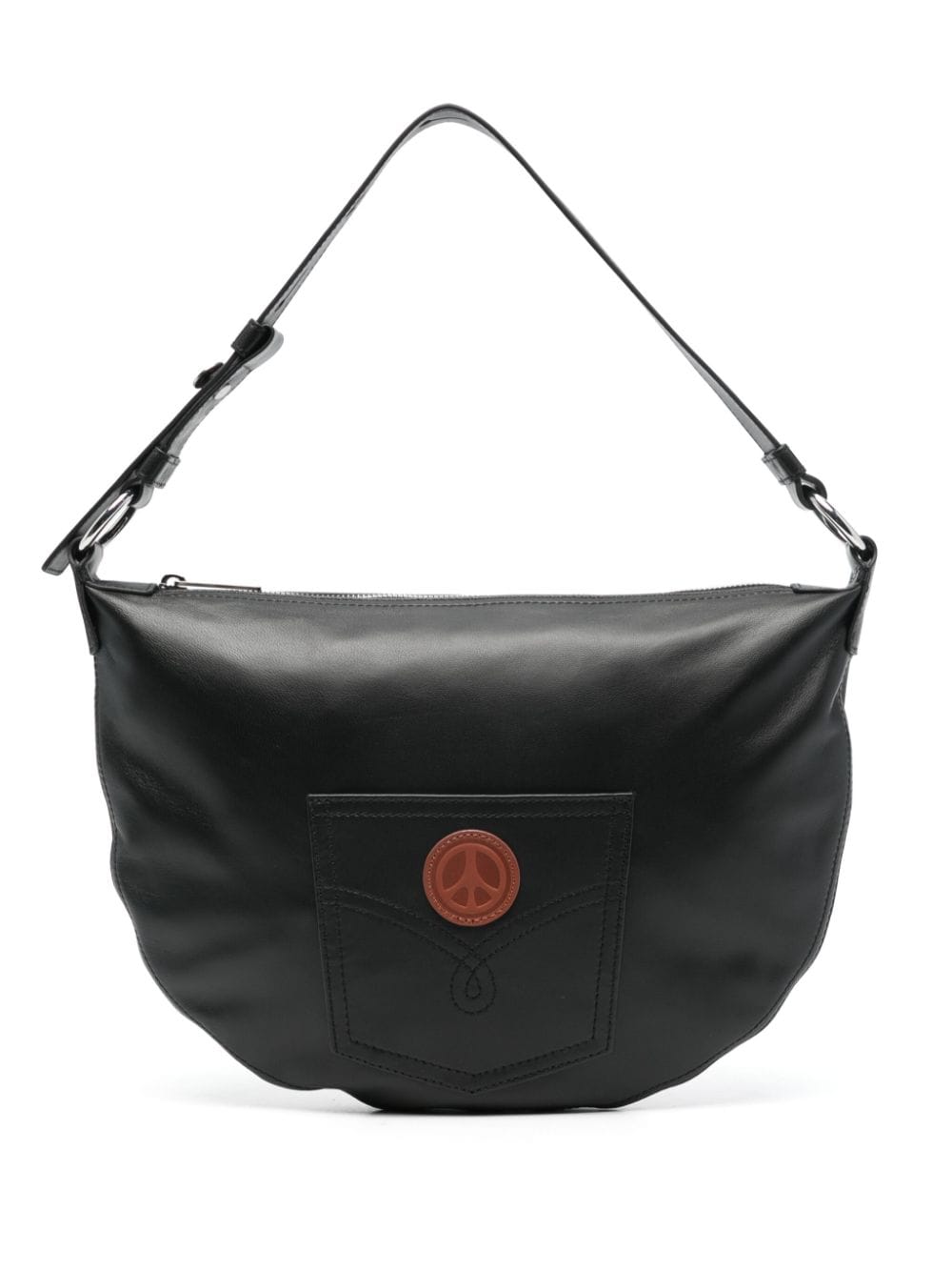 MOSCHINO JEANS logo appliqué leather shoulder bag - Black von MOSCHINO JEANS