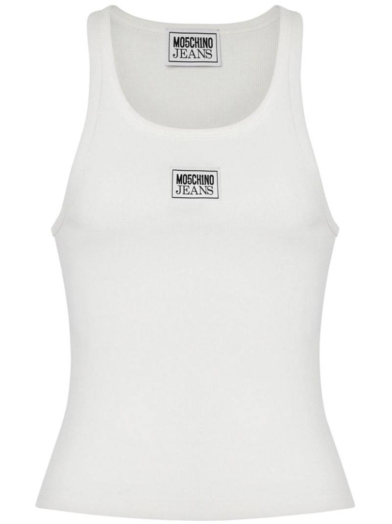 MOSCHINO JEANS logo-appliqué ribbed tank top - White von MOSCHINO JEANS